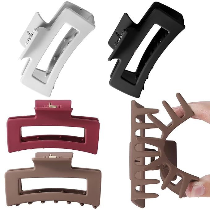 Large Matte Silicone Hair Claw Clips | Unbreakable Soft Bendable Hair Clutcher for Women & Girls | Premium Non-Slip Hair Accessories