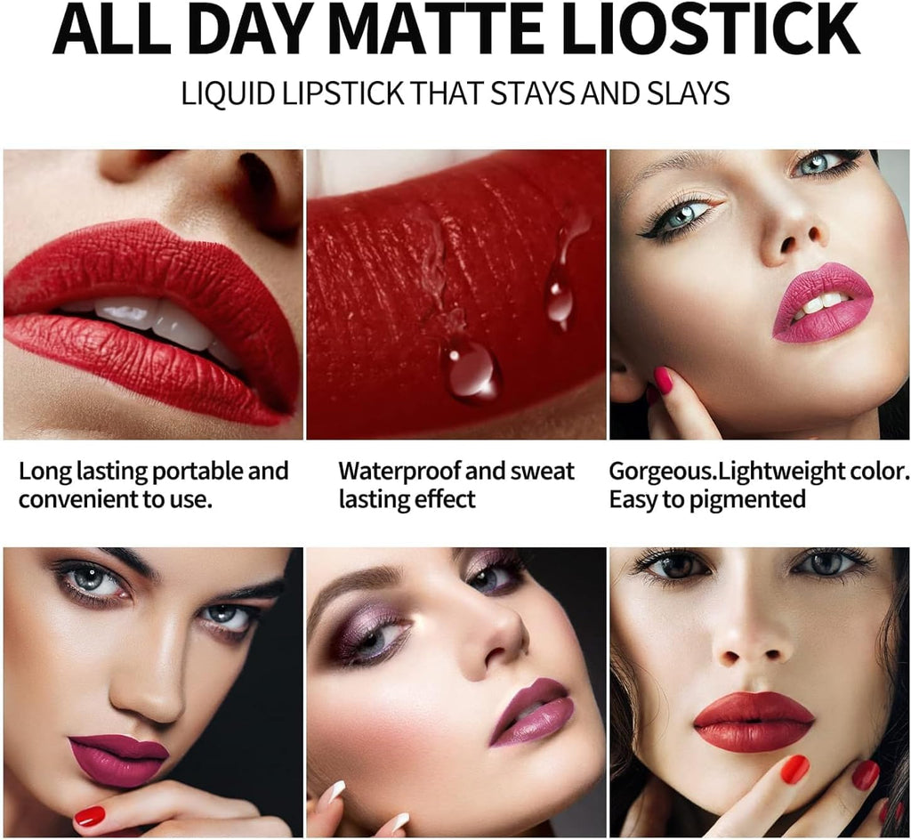 Handaiyan 6 Pcs Matte Liquid Lipstick Set - Long Lasting & Waterproof