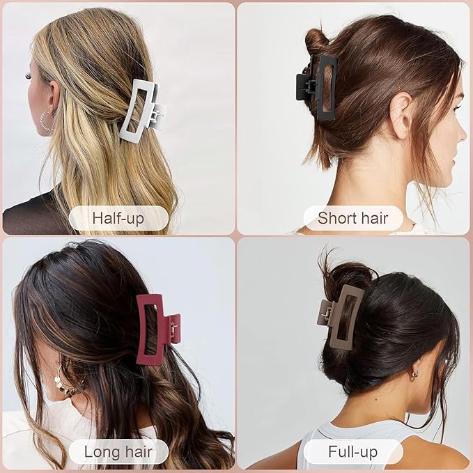 Large Matte Silicone Hair Claw Clips | Unbreakable Soft Bendable Hair Clutcher for Women & Girls | Premium Non-Slip Hair Accessories